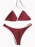 Biquíni Sereia de Rubi Vermelho: sensual e vibrante, com bordado branco que realça a beleza do vermelho. Descubra o poder do verão na Alô Sol! Linha Pôr do Sol.