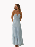 Vestido Flor de Lótus: modelo tomara que caia com amarração no pescoço. Elegância e feminilidade para ocasiões especiais. Descubra na Alô Sol.